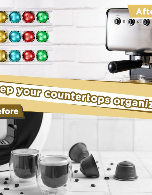 Load image into Gallery viewer, Threehoney Adhesive Coffee Pod Holder 8 Pack Holds 20 Capsules Wall Mount
