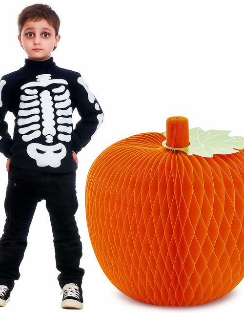 Load image into Gallery viewer, Weekgrat 20'' Giant Honeycomb Pumpkin Decoration Orange Reusable Fall Halloween
