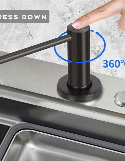 Load image into Gallery viewer, JOMSPOA Dish Soap Dispenser Kitchen Sink Pump Metal Head 17OZ Black + 2 Sponges
