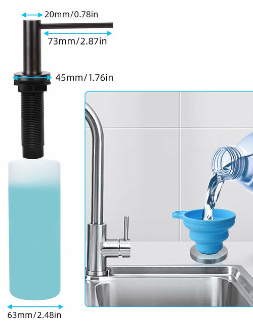 Load image into Gallery viewer, JOMSPOA Dish Soap Dispenser Kitchen Sink Pump Metal Head 17OZ Black + 2 Sponges
