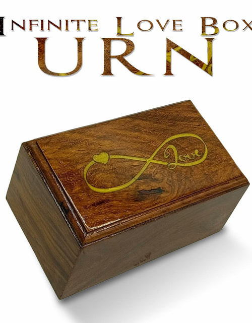 Load image into Gallery viewer, AYZCORP Wooden Urn Infinity Love Design Rosewood Pet Cremation Box
