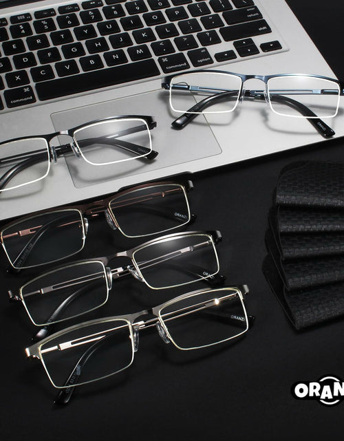 Load image into Gallery viewer, ORANZI 5-Pack Blue Light Blocking Reading Glasses, Half Metal Frame, 1.00
