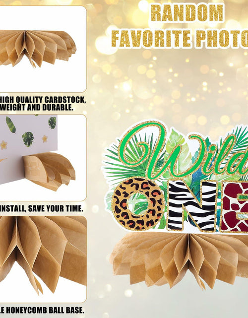 Load image into Gallery viewer, 8PCS Wild One Honeycomb Jungle Safari 1st Birthday Table Centerpiece Decor

