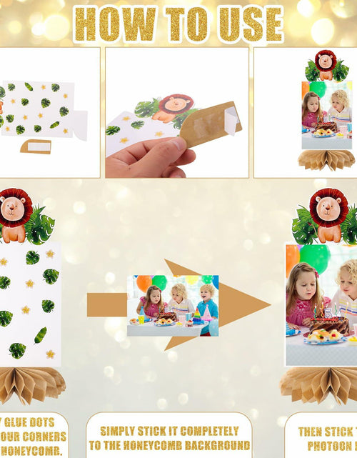 Load image into Gallery viewer, 8PCS Wild One Honeycomb Jungle Safari 1st Birthday Table Centerpiece Decor
