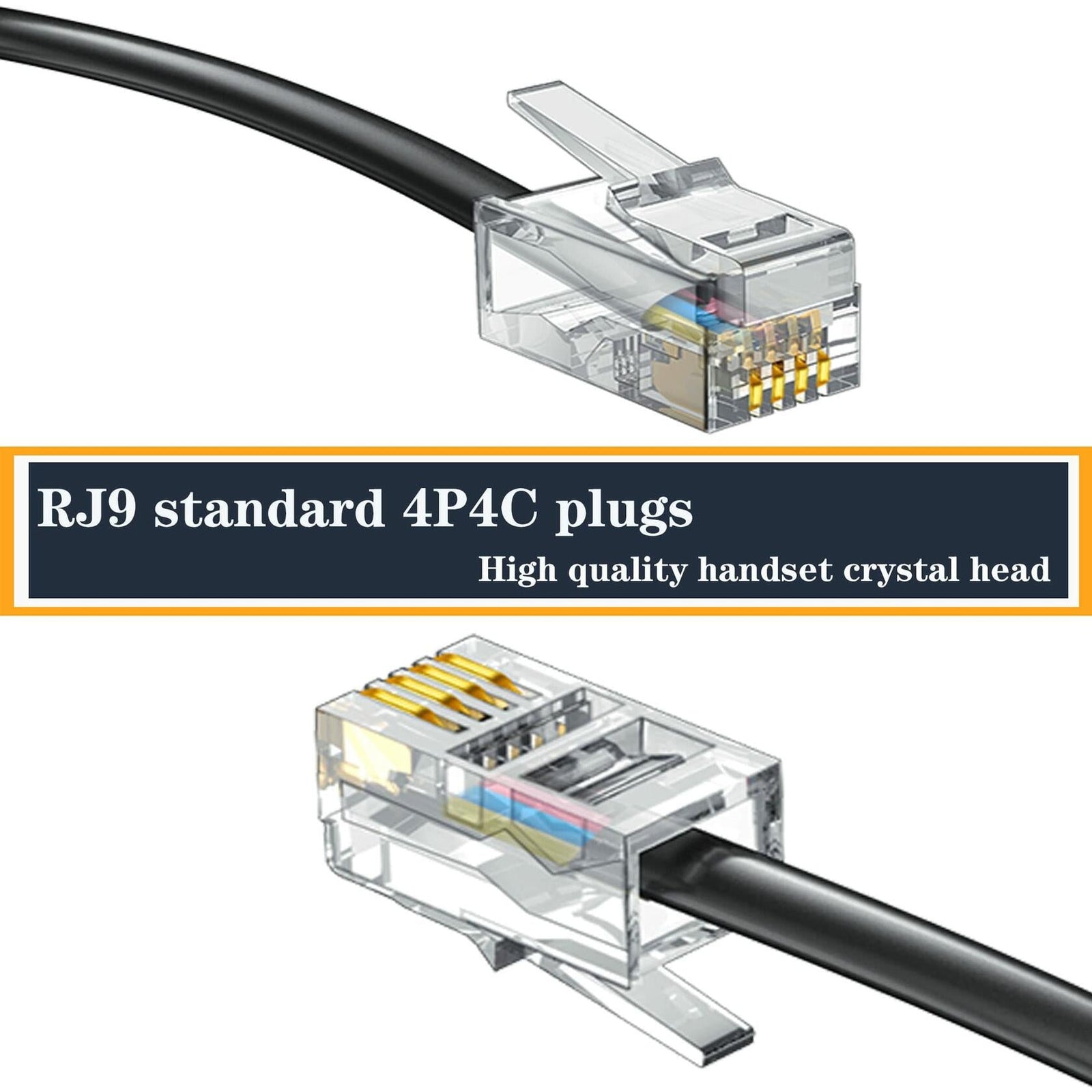 Ubramac RJ9 4P4C Telephone Handset Cord Coiled Wire 20 Pack 8ft/1.4ft