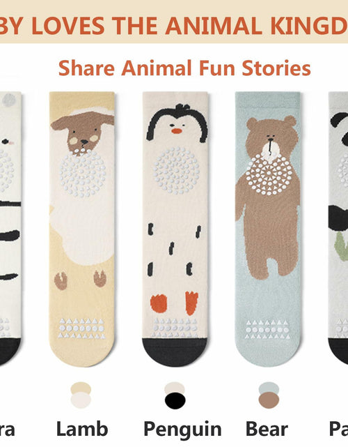 Load image into Gallery viewer, ISANPAN Baby Crawling Socks – Non-Slip Knee High, Animal Design, 1–3Y
