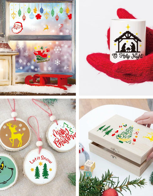 Load image into Gallery viewer, Christmas Craft Stencil Reusable Holiday Winter Painting Wood Glass
