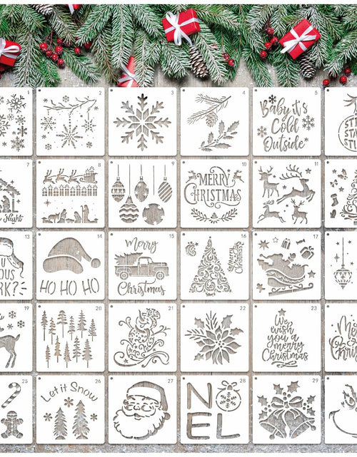 Load image into Gallery viewer, Christmas Craft Stencil Reusable Holiday Winter Painting Wood Glass
