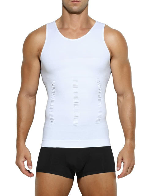 Load image into Gallery viewer, Casey Kevin Men’s Sleeveless Compression Shirt – White XL Body Shaper
