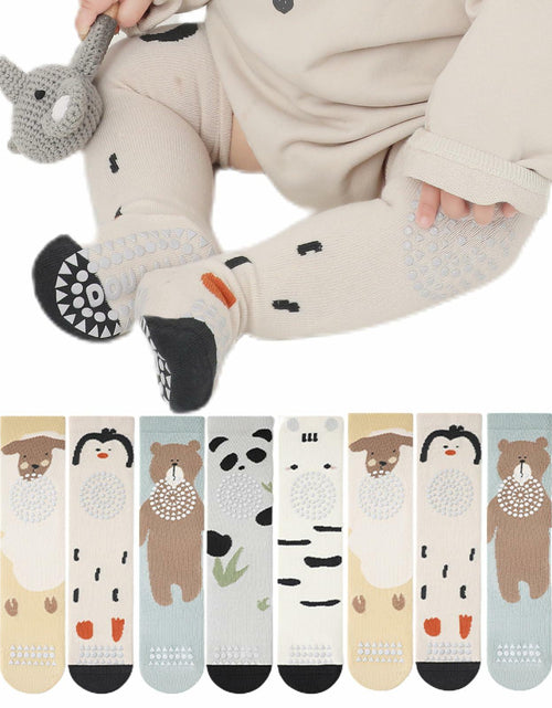 Load image into Gallery viewer, ISANPAN Baby Crawling Socks – Non-Slip Knee High, Animal Design, 1–3Y
