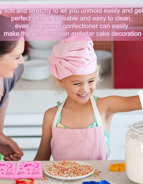 Load image into Gallery viewer, Star Moon Clouds Silicone Fondant Mold DIY Candy Chocolate Baking Pink
