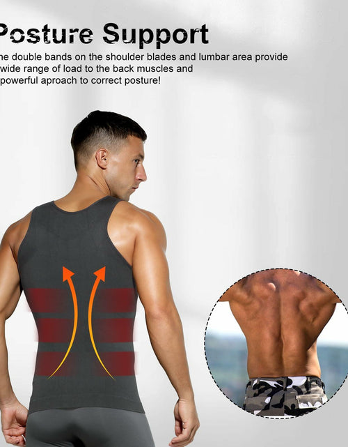 Load image into Gallery viewer, Casey Kevin Men’s Compression Shirt – Sleeveless Body Shaper, Large Grey
