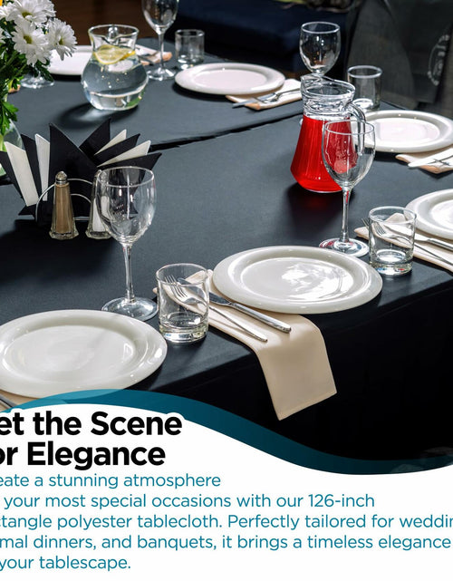 Load image into Gallery viewer, Leading Linens 2-Pack Black 60x126" Polyester Tablecloth – Washable &amp; Durable
