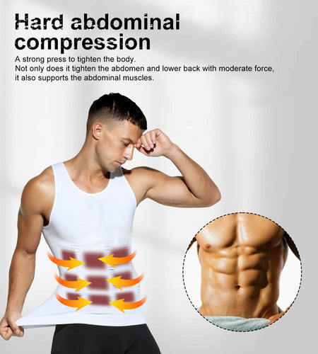 Casey Kevin Men’s Sleeveless Compression Shirt – White XL Body Shaper