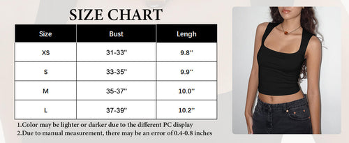 Load image into Gallery viewer, Mizoci Women’s Square Neck Crop Tank Top Sleeveless Going Out Black Small
