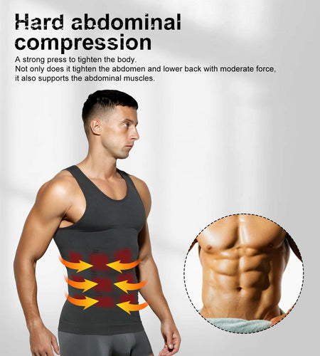 Casey Kevin Men’s Compression Shirt – Sleeveless Body Shaper, Large Grey