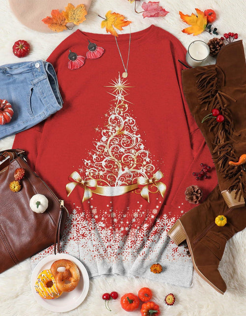 Load image into Gallery viewer, NOVEPT Women’s Reindeer Christmas Shirt Dress – Red, M
