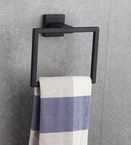 BEIGEEWY Stainless Steel Towel Ring – Wall Mount, Black, Heavy Duty