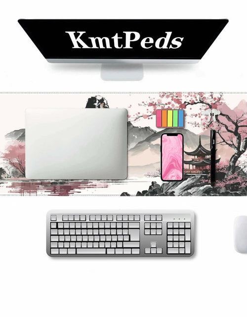 Load image into Gallery viewer, Topographic Gaming Mouse Pad Large Extended White Desk Mat 31.5x11.8
