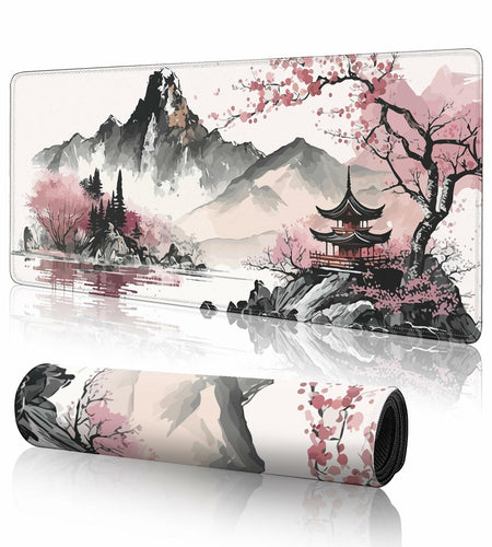 Topographic Gaming Mouse Pad Large Extended White Desk Mat 31.5x11.8