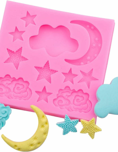 Load image into Gallery viewer, Star Moon Clouds Silicone Fondant Mold DIY Candy Chocolate Baking Pink
