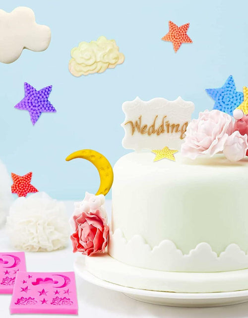 Load image into Gallery viewer, Star Moon Clouds Silicone Fondant Mold DIY Candy Chocolate Baking Pink

