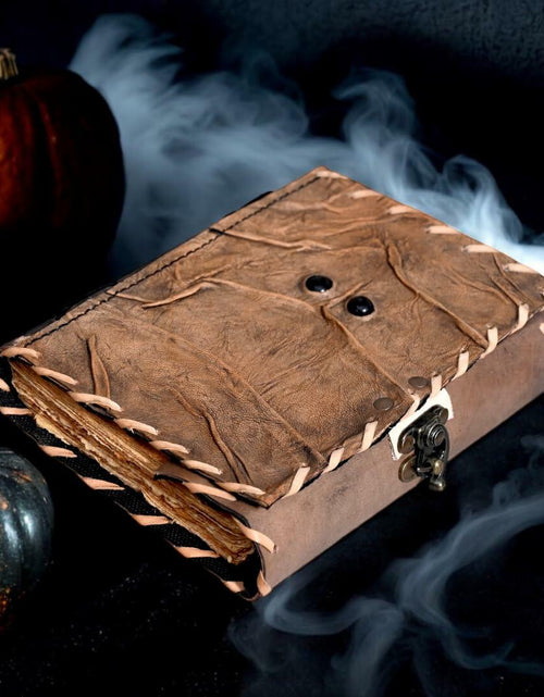 Load image into Gallery viewer, Hocus Pocus Spellbook Leather Journal Gothic Grimoire Book of Spells 7x5
