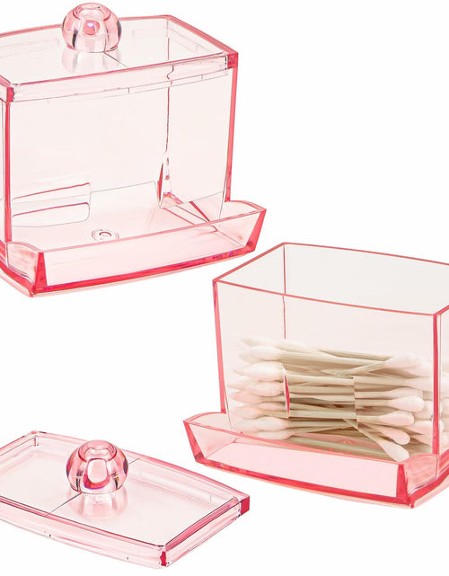 Load image into Gallery viewer, Biiange 2-Pack Acrylic Cotton Swab Holder with Lid 7oz Q-Tip Storage (Pink)
