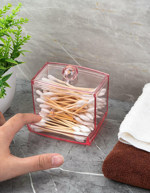 Load image into Gallery viewer, Biiange 2-Pack Acrylic Cotton Swab Holder with Lid 7oz Q-Tip Storage (Pink)

