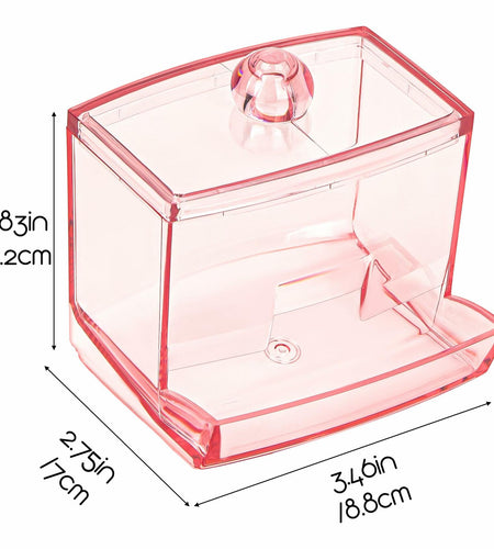 Biiange 2-Pack Acrylic Cotton Swab Holder with Lid 7oz Q-Tip Storage (Pink)