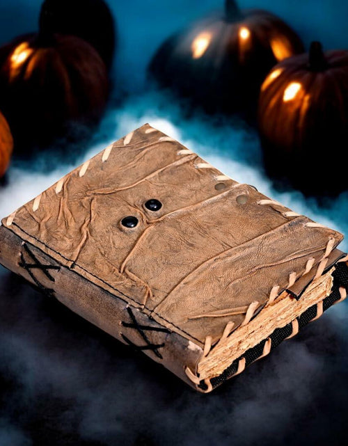 Load image into Gallery viewer, Hocus Pocus Spellbook Leather Journal Gothic Grimoire Book of Spells 7x5
