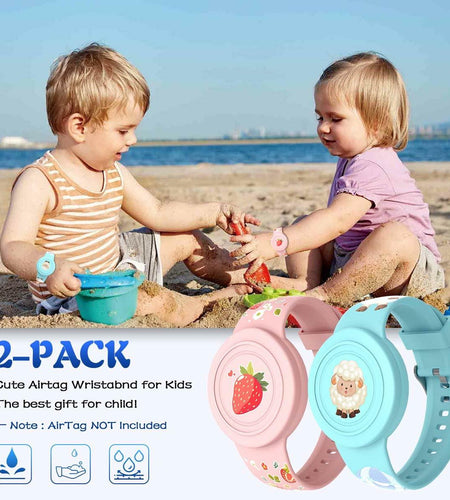 Kids AirTag Bracelet Waterproof Silicone Hidden Tracker Band Sheep Strawberry