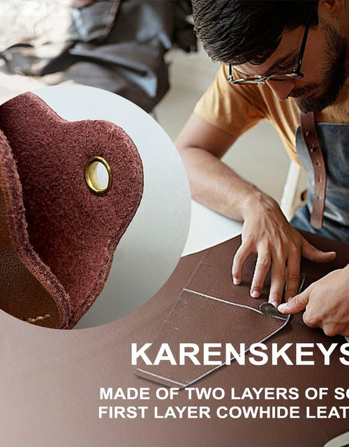 Load image into Gallery viewer, KARENSKEYS Handmade Leather Car Key Cover Sleeve with Keychain Loop
