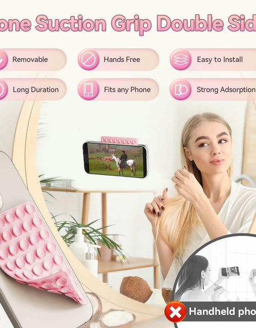 Load image into Gallery viewer, YZLELEQ Silicone Suction Phone Holder Double-Sided Mount Pink iPhone Android
