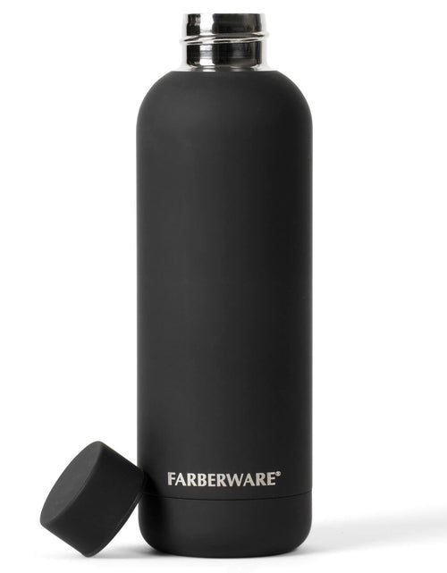 Load image into Gallery viewer, Farberware Stainless Steel Water Bottle 16oz Insulated Hot Cold Black
