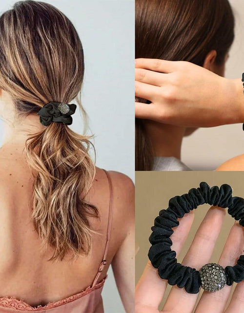 Load image into Gallery viewer, Generic Silk Hair Scrunchies for Women Black Elastic Satin Hair Ties
