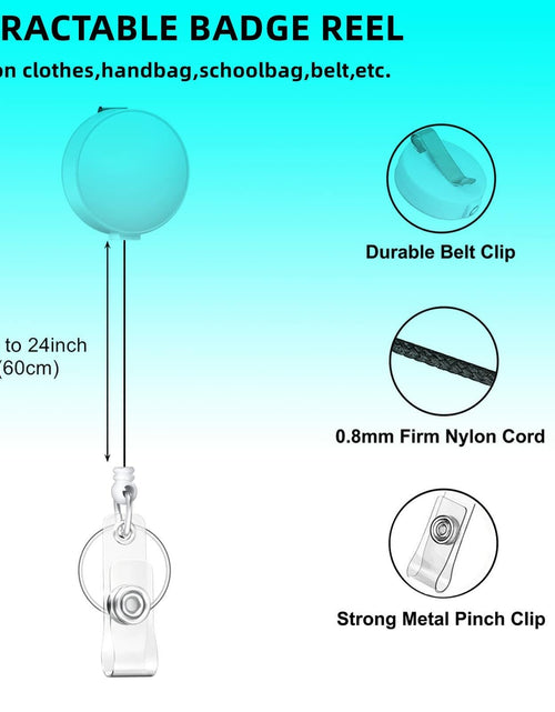 Load image into Gallery viewer, Retractable Badge Holder Carabiner ID Reel Keychain Gilt Marble Blue
