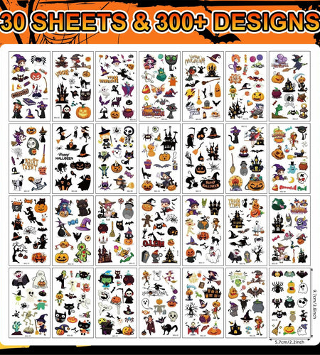Halloween Temporary Tattoos for Kids 30 Sheets Party Favors