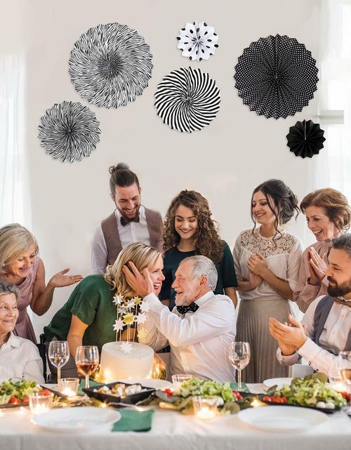 Load image into Gallery viewer, 6PCS Black Hanging Paper Fans Party Decorations for Birthday, Wedding &amp; Shower
