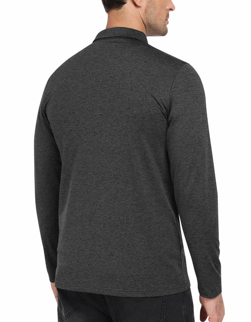 Load image into Gallery viewer, MoFiz Men’s Long Sleeve Polo Shirt Quarter-Zip Quick Dry Grey M

