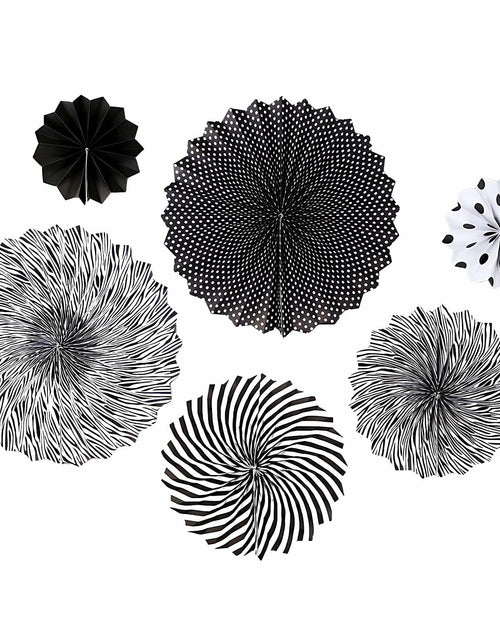 Load image into Gallery viewer, 6PCS Black Hanging Paper Fans Party Decorations for Birthday, Wedding &amp; Shower
