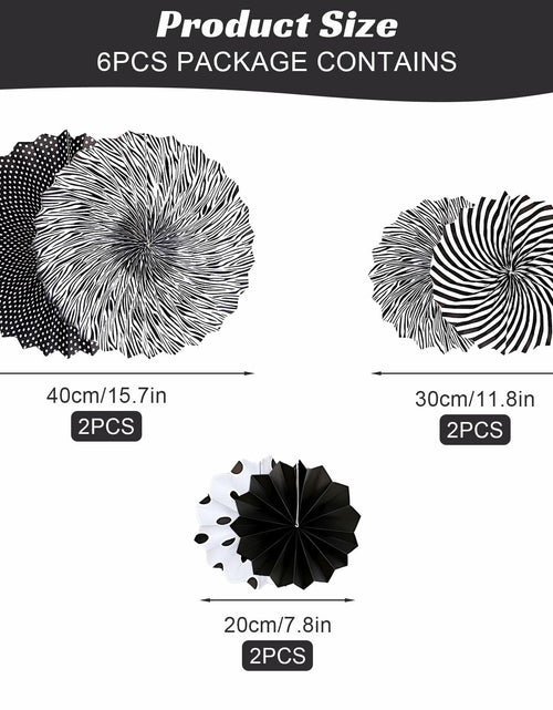 Load image into Gallery viewer, 6PCS Black Hanging Paper Fans Party Decorations for Birthday, Wedding &amp; Shower
