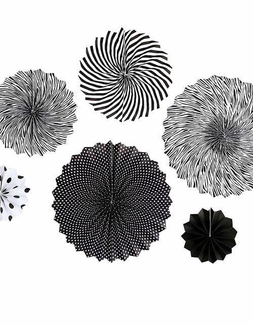Load image into Gallery viewer, 6PCS Black Hanging Paper Fans Party Decorations for Birthday, Wedding &amp; Shower
