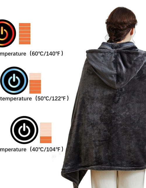 Load image into Gallery viewer, Lailisapex USB Heated Wearable Blanket Shawl Hooded, Portable, 3 Gears
