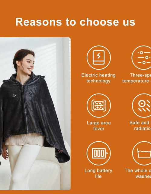 Load image into Gallery viewer, Lailisapex USB Heated Wearable Blanket Shawl Hooded, Portable, 3 Gears
