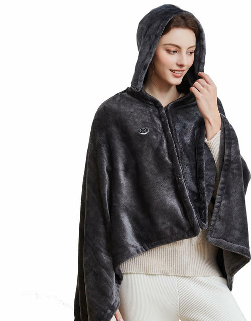 Load image into Gallery viewer, Lailisapex USB Heated Wearable Blanket Shawl Hooded, Portable, 3 Gears
