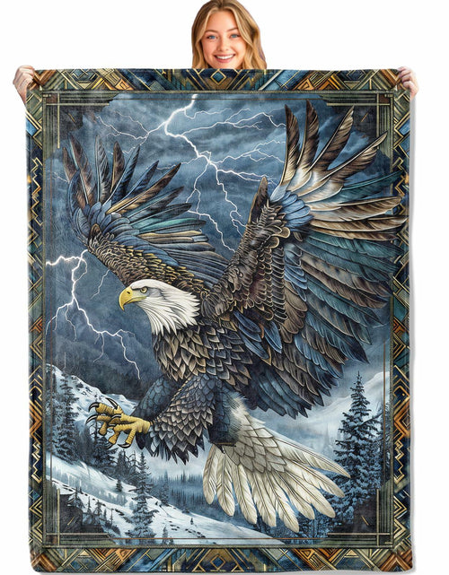 Load image into Gallery viewer, MIEPOS Blue Eagle Throw Blanket 50x60 Soft Lightweight Flannel Bird Decor

