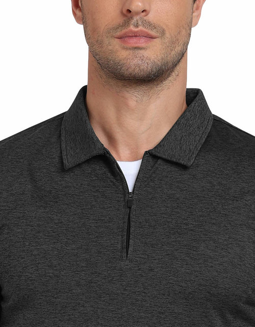 Load image into Gallery viewer, MoFiz Men’s Long Sleeve Polo Shirt Quarter-Zip Quick Dry Grey M
