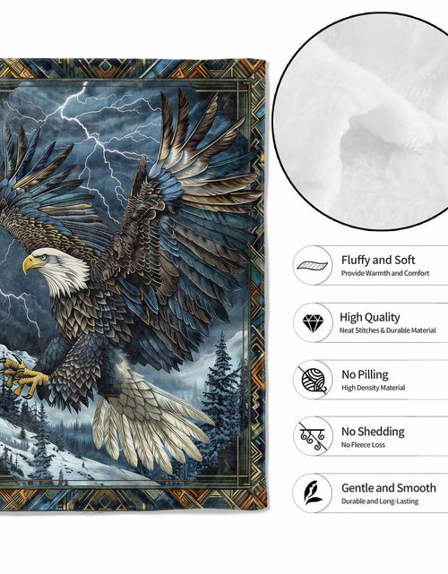 Load image into Gallery viewer, MIEPOS Blue Eagle Throw Blanket 50x60 Soft Lightweight Flannel Bird Decor
