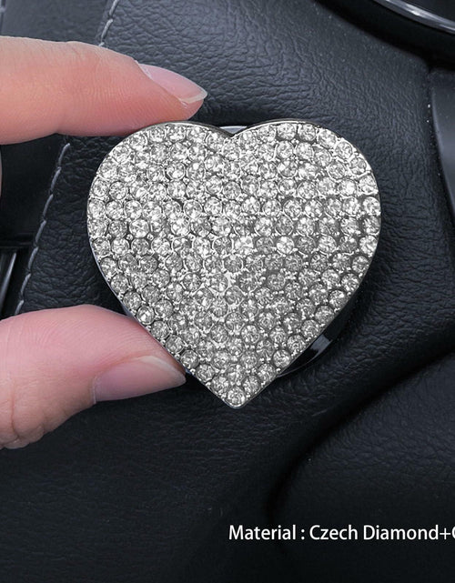 Load image into Gallery viewer, Heart-Shaped Car Engine Start Button Cover Bling Interior Decor White
